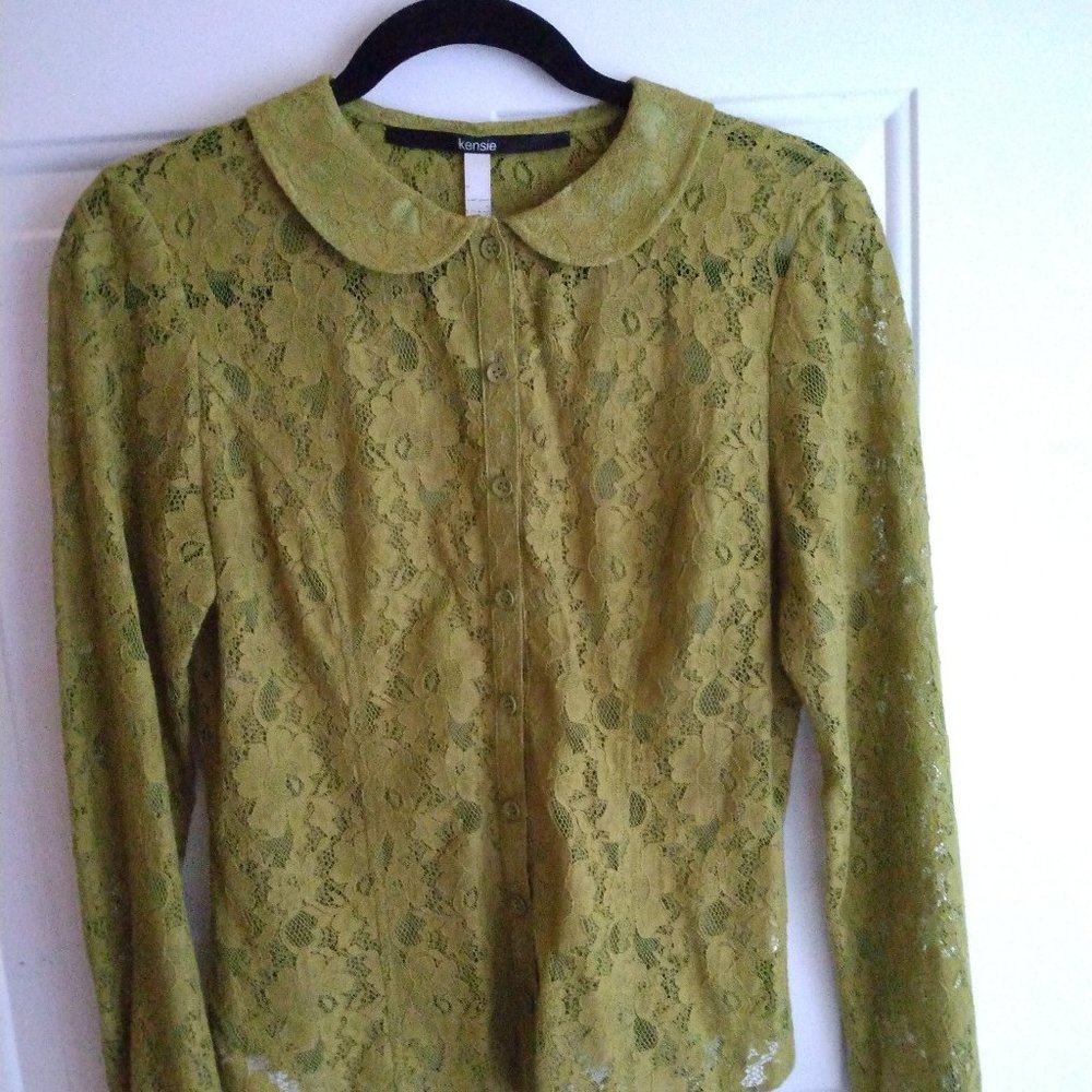 Sheer lace long sleeve blouse